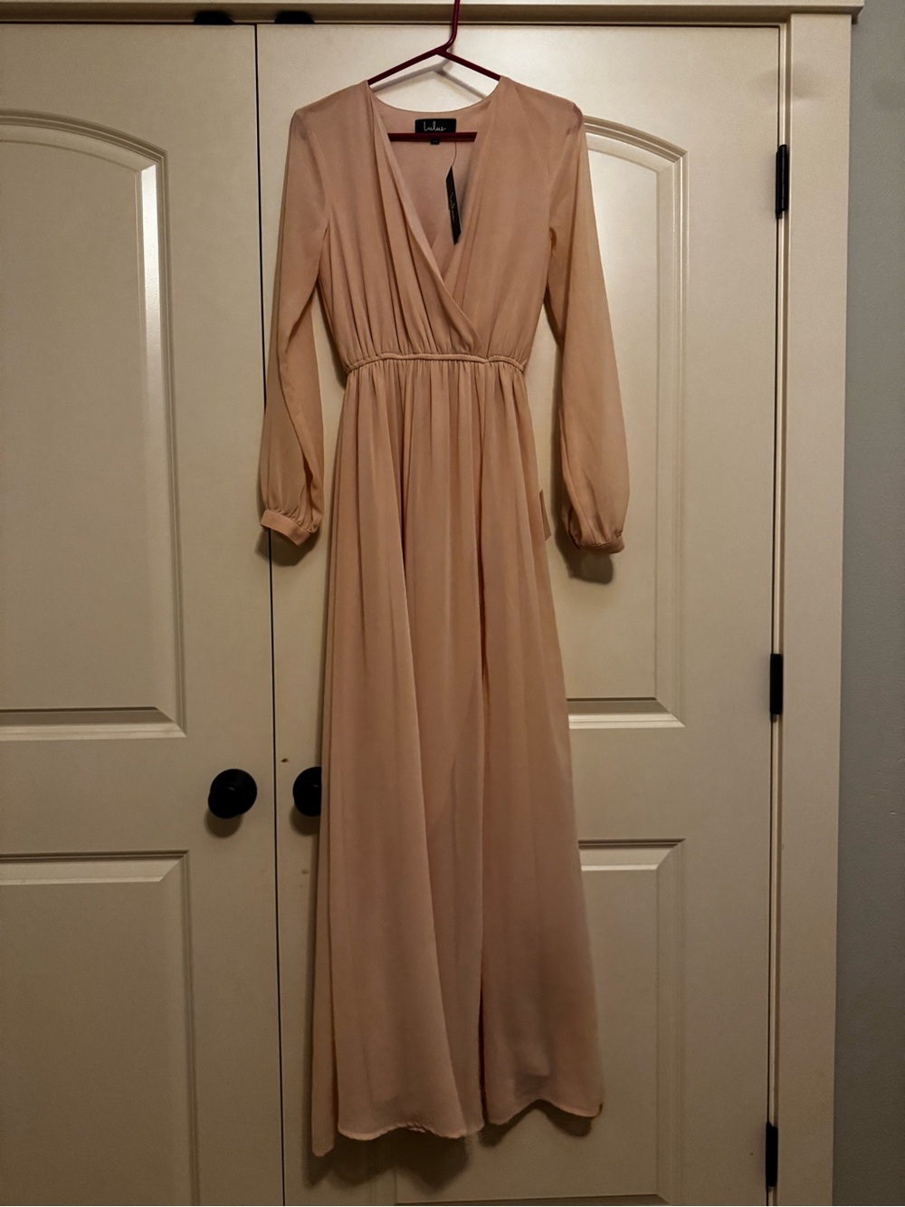 Lulu's Long Sleeve Maxi Dress in Nude Blush